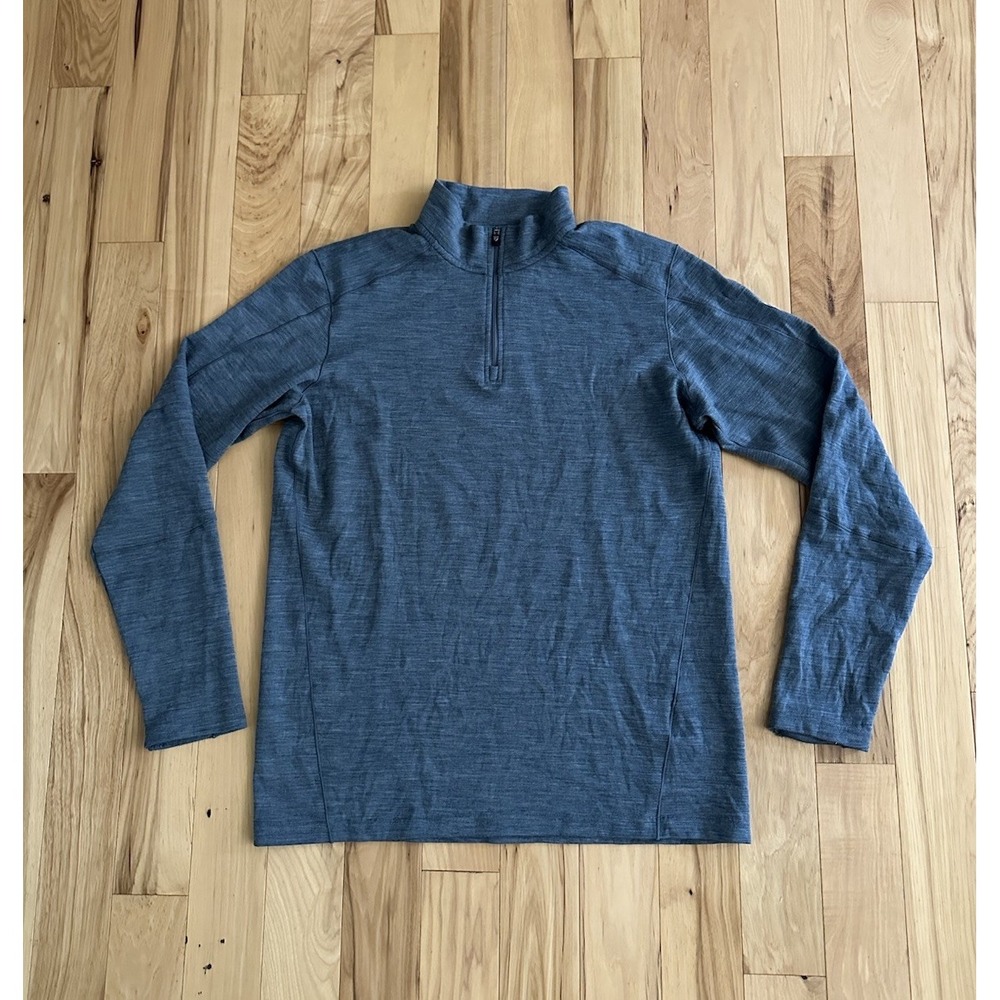 Kuhl Invigoratr Merino Wool 1/4 Zip Sweater Mens Large Blue 3236 Base Layer